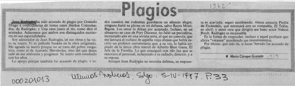 Plagios  [artículo] Mario Cánepa Guzmán.