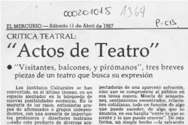 "Actos de teatro"  [artículo] Eduardo Guerrero.
