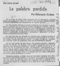 La palabra perdida  [artículo] Edmundo Guíñez.