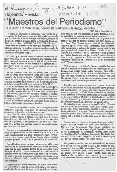 "Maestros del periodismo"  [artículo] Gilda González V.