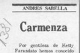 Carmenza  [artículo] Andrés Sabella.