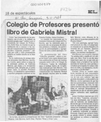 Colegio de Profesores presentó libro de Gabriela Mistral  [artículo].