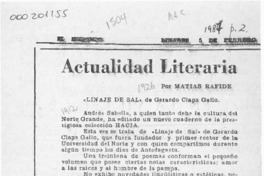 "Linaje de sal" de Gerardo Claps Gallo  [artículo] Matías Rafide.