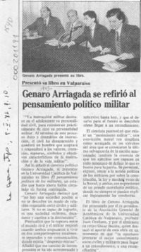 Genaro Arriagada se refirió al pensamiento político militar  [artículo].