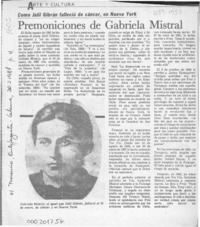 Premoniciones de Gabriela Mistral  [artículo].