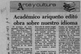 Académico ariqueño editó obra sobre nuestro idioma  [artículo].