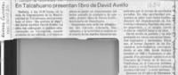 En Talcahuano presentan libro de David Avello  [artículo].