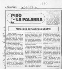 Natalicio de Gabriela Mistral  [artículo] Juan Meza Sepúlveda.