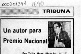 Un autor para Premio Nacional  [artículo]Tulio Mora Alarcón.