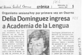 Delia Domínguez ingresa a Academia de la Lengua  [artículo].