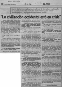 La civilización occidental está en crisis  [artículo] Antonio Rojas Gómez.