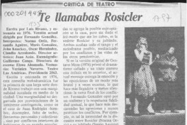 Te llamabas Rosicler  [artículo] Luisa Ulibarri.