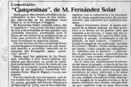 "Campesinas", de M. Fernández Solar  [artículo] León Santoro Funes.