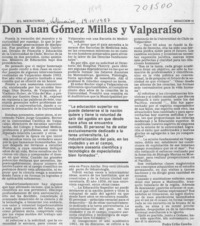 Don Juan Gómez Millas y Valparaíso  [artículo] Pedro Uribe Concha.