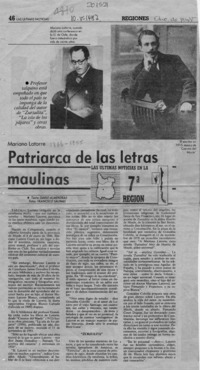 Mariano Latorre, patriarca de las letras maulinas  [artículo] Darío Almendras.
