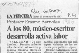 A los 80, músico-escritor desarrolla activa labor  [artículo] Jorge Zambra.