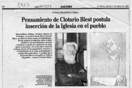 Pensamiento de Clotario Blest postula inserción de la Iglesia en el pueblo  [artículo] Maura Brescia.