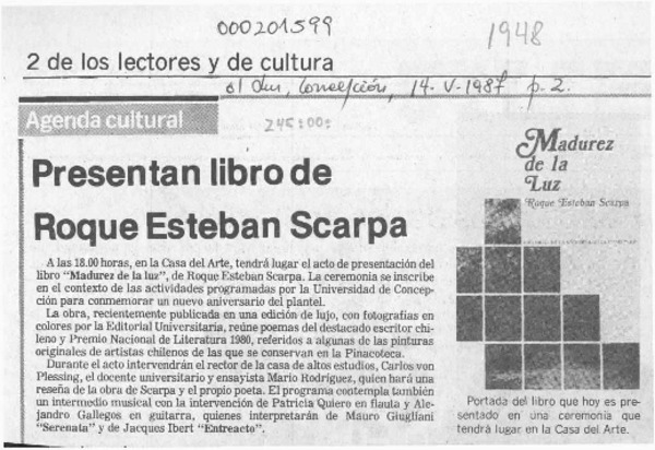 Presentan libro de Roque Esteban Scarpa  [artículo].