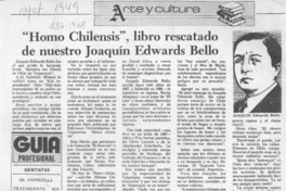 "Homo chilensis", de J. Edwards Bello  [artículo] Bernardo Soria.