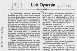 Luis Oyarzún  [artículo] Andrés Sabella.