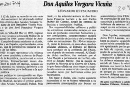 Don Aquiles Vergara Vicuña  [artículo] Leonardo Jeffs Castro.