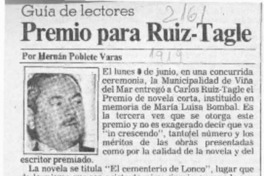 Premio para Ruiz Tagle  [artículo] Hernán Poblete Varas.