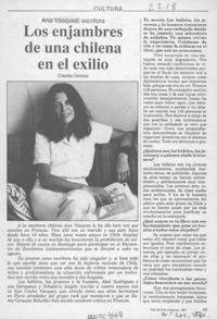 Los enjambres de una chilena en el exilio  [artículo] Claudia Donoso.