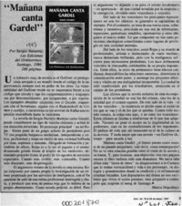 "Mañana canta Gardel"  [artículo] Martín Hopenhayn.