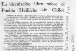 En circulación libro sobre el pueblo huilliche de Chiloé  [artículo].