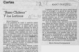 "Raza chilena" y los latinos  [artículo] María Estela Pietrasanta R.