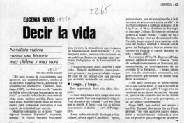 Decir la vida  [artículo] Guillermo Blanco.