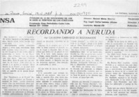 Recordando a Neruda  [artículo] Catalina Carrasco de Bustamante.