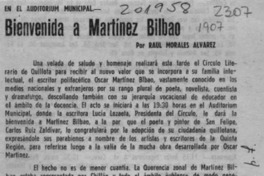 Bienvenida a Martínez Bilbao  [artículo] Raúl Morales Alvarez.