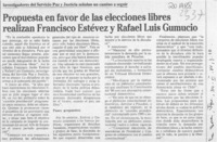 Propuesta en favor de las elecciones libres realizan Francisco Estévez y Rafael Luis Gumucio  [artículo].