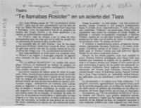 "Te llamabas Rosicler" en un acierto del Tiara  [artículo] Gilda González V.