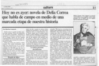 Hoy no es ayer, novela de Delia Correa que habla de campo en medio de una marcada etapa de nuestra historia  [artículo] Mariluz Contardo.