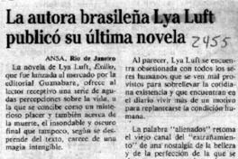 La autora brasileña Lya Luft publicó su última novela  [artículo].