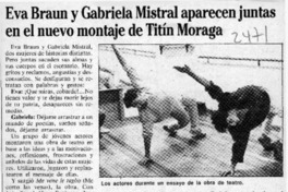 Eva Braun y Gabriela Mistral aparecen juntas en el nuevo montaje de Titín Moraga  [artículo]