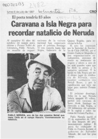 Caravana a Isla Negra para recordar natalicio de Neruda  [artículo]