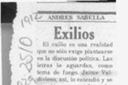 Exilios  [artículo] Andrés Sabella.