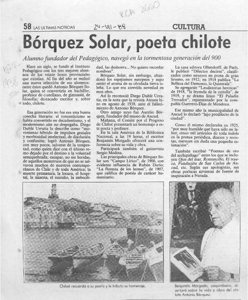 Bórquez Solar, poeta chilote