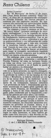 Raza chilena  [artículo] Enrique Neiman.