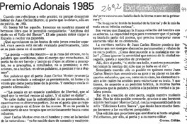 Premio Adonais 1985  [artículo] Cronos.