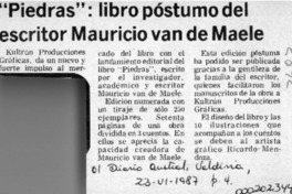"Piedras", libro póstumo del escritor Mauricio van de Maele  [artículo].
