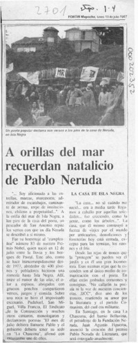 A orillas del mar recuerdan natalicio de Pablo Neruda  [artículo].