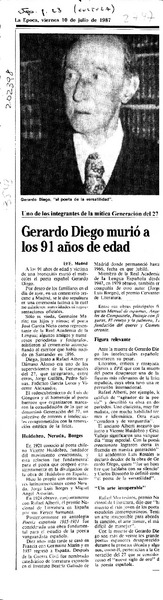 Gerardo Diego murió a los 91 años de edad  [artículo].