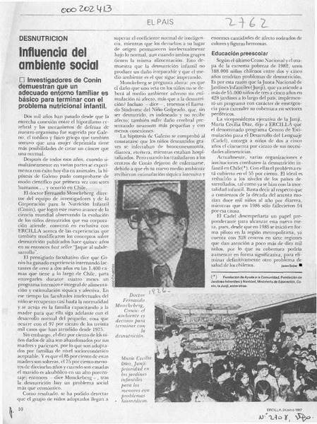 Influencia del ambiente social  [artículo] Juan Soler.