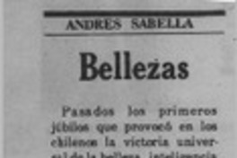Bellezas  [artículo] Andrés Sabella.
