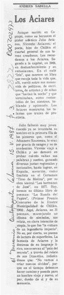Los Aciares  [artículo] Andrés Sabella.