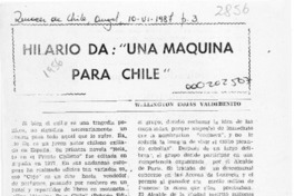 Hilario Da, "Una máquina para Chile"  [artículo] Wellington Rojas Valdebenito.